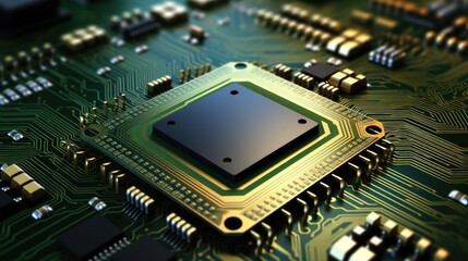 The photograph reveals the microscopic features and etchings on the surface of the processor, underscoring the sophistication of semiconductor fabrication.