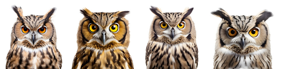 Obraz premium owl isolated on a transparent PNG background, white background , Generative Ai