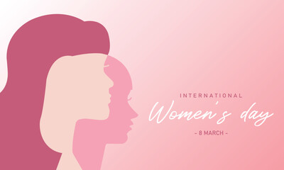 March 8, International Women's Day. Happy Women Day paper cut woman group banner. Vector illustration group of women in flat style design.