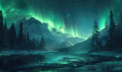 Papier Peint photo Aurores boréales Nature's dazzling beauty of the Northern Lights