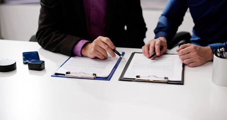 Lawyer People Review Document Before Signing