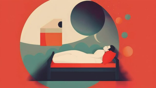 A person lying in bed unable to move due to the weight of depression and sadness. Psychology art concept. .