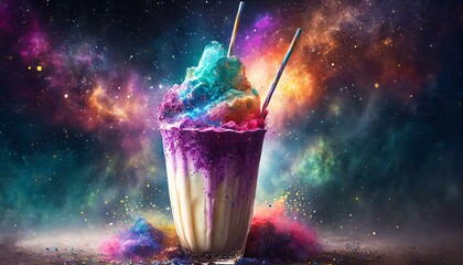 Cosmic Concoction: Nebula Milkshake Sparkle - 4K Desktop Wonderland"