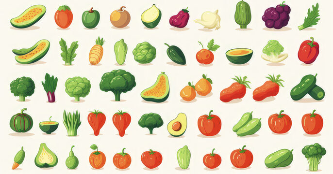 set of fruits and vegetables
