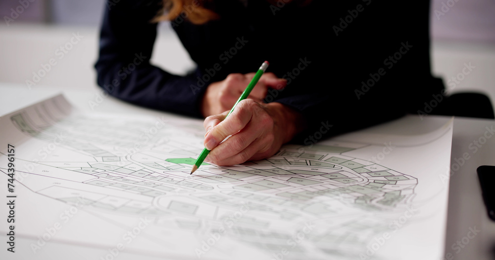 Poster cadastre land map plot