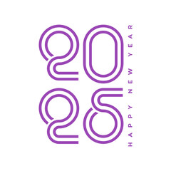 Obraz premium Design the logo text Happy New Year 2025. Cover the business diary for 2025 with a wish. Brochure, card, banner design template. Vector illustration.