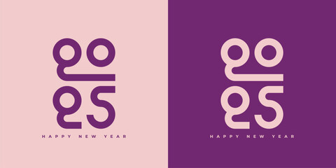 Design the logo text Happy New Year 2025. Cover the business diary for 2025 with a wish. Brochure, card, banner design template. Vector illustration.