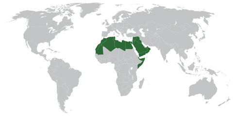 Fototapeta na wymiar Arab world states on map of the world