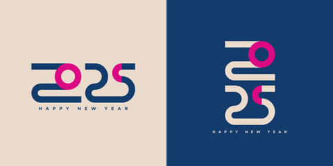 Design the logo text Happy New Year 2025. Cover the business diary for 2025 with a wish. Brochure, card, banner design template. Vector illustration.