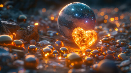A space-themed tableau with planets aligning to form a cosmic heart, perfect for astronomy enthusiasts celebrating love.