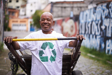 Man, portrait and street cleaner for environment or garbage pollution for recycle, sustainability...