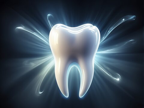 picture of white teeth with effects of whirling light