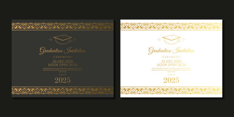 Fototapeta na wymiar Elegant dark graduation invitation template