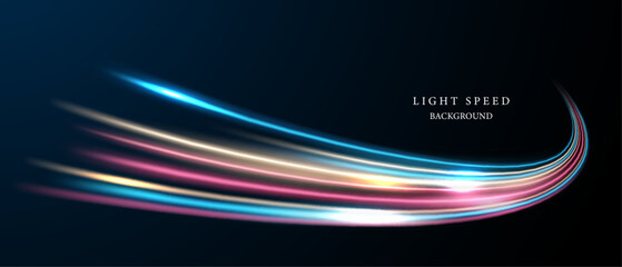 Beautiful light speed lines design on black background. Vector illustration