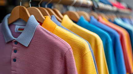 Vibrant Shirts Displayed for Sale in Shop with Generative Ai