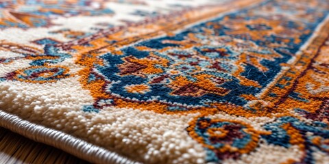 Oriental Carpet Close-up - Vibrant and Colorful Ornaments with Intricate Patterns and Lively Hues, Creating a Captivating Visual Feast for Any Room's Ambiance