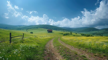 panorama of beautiful countryside of romania. sunny afternoon.