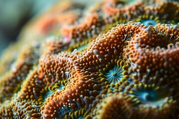 Naklejka na ściany i meble a close up of a bunch of orange corals