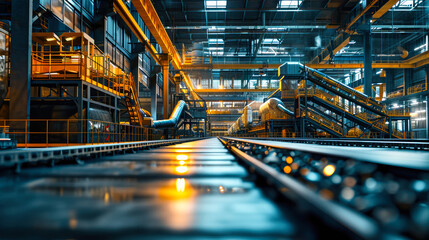 Fototapeta premium Garbage Processing Plant With Conveyor Belts