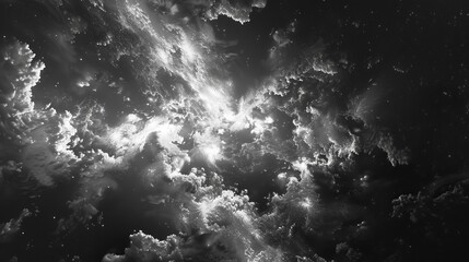 black and white photo of a representation of celestial harmonies, high quality, copy space, 16:9