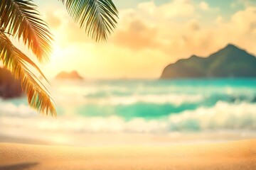 Tropical beach against bokeh background