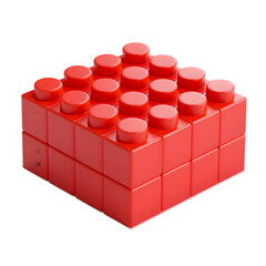 Red toy block for kids on white or transparent background 