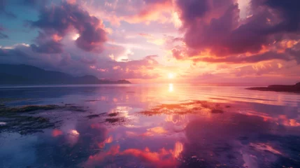 Fotobehang Sunset Panorama - Generative Ai © Dzynee