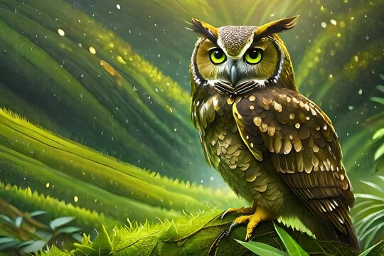 Owl in the night HD 8K wallpaper Stock Photographic Image