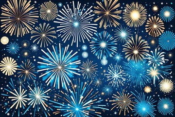 vector happy new year fireworks. blue fireworks. new year decoration vector illustration on white background