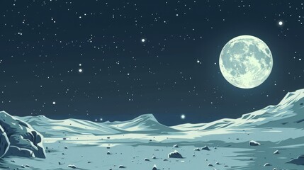 Lunar landscape background, copy space, 16:9