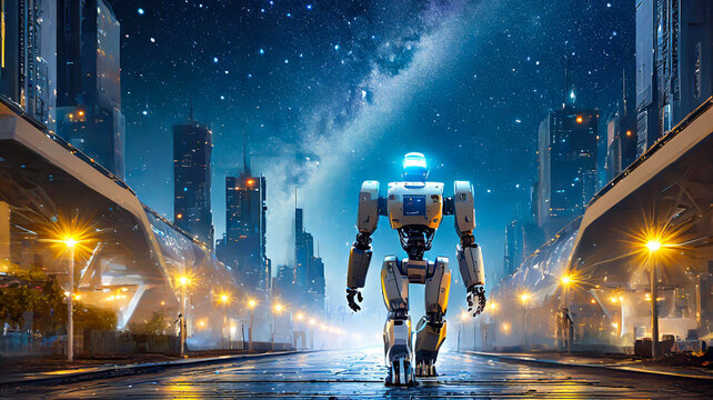 ロボットと星空の街