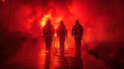 Obraz na płótnie Canvas Firefighters extinguish the fire. Firefighters extinguish the fire.