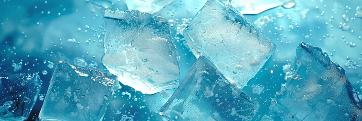 Beautiful winter natural blue ice rought texture of surface of frozen. Nature abstract pattern of white cracks. Winter seasonal background, mock up, flat lay, ice texture background,ice banner poste	
