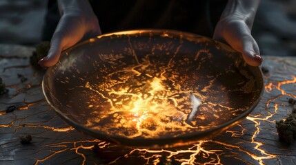 soulplate, Illuminated plate, Eating with feeling / mood, product photography, copy space, 16:9