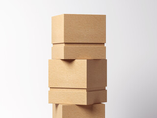 Three carton Gift Boxes Mockup on the white background. 3d rendering