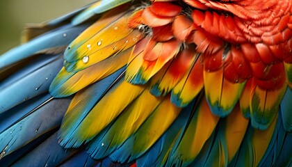Obraz premium a close up of a colorful bird's feathers