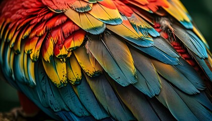 Fototapeta premium a close up of a colorful bird's feathers