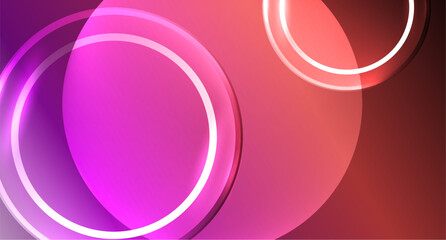 Neon glass circle copyspace for your text or product presentation geometric background. Vector illustration For Wallpaper, Banner, Background, Card, Book Illustration, landing page