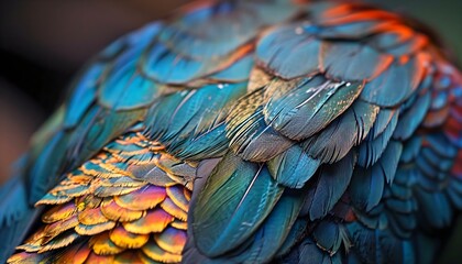 Obraz premium a close up of a colorful bird's feathers