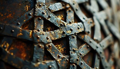a close up of a metal object with rivets - Powered by Adobe