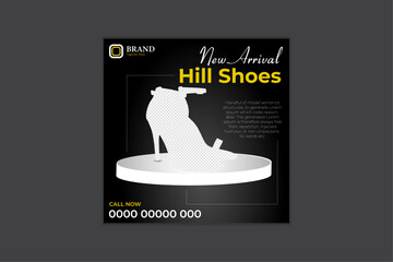 Shoes social media post design template.special sale offers social media post design for your digital marketing. Editable shoe social media banner, web ads banner template
