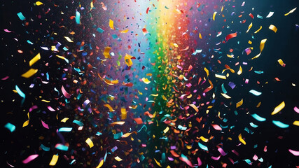 Colorful confetti rains down, adding excitement to the celebratory occasion with copy space - obrazy, fototapety, plakaty
