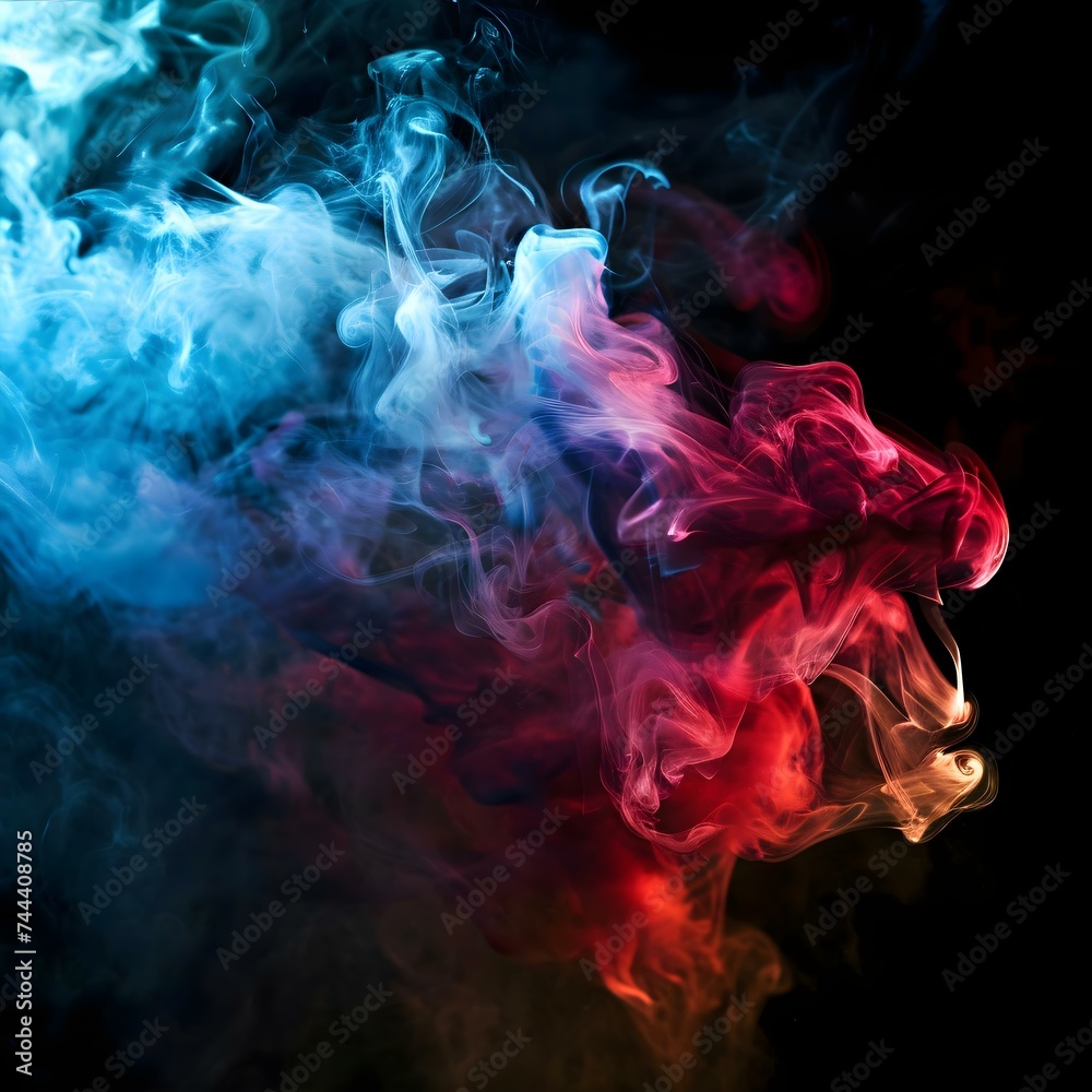 Wall mural colorful smoke is shown against a black background