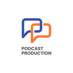 Podcast Talk Chatting Logo With Balloon Chat Bubble Speech Shape