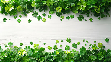 Saint Patrick's Day Background with Green Shamrock Generative Ai
