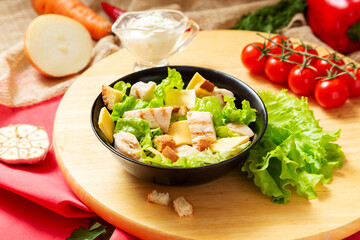 Classic Caesar salad with chicken. Lunch. Dinner.