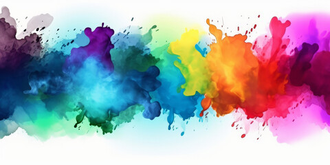 Abstract  colorful watercolor splash, rainbow watercolor on white background