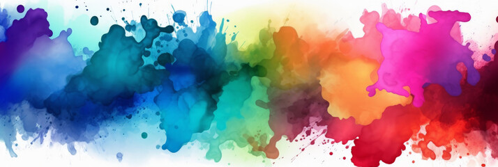 Abstract  colorful watercolor splash, rainbow watercolor on white background