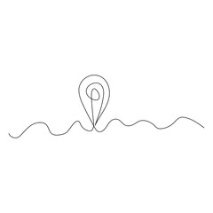 Continuous single line traffic one line map location pin art drawing design vector graphic illustration
