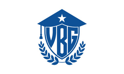 VBG three letter iconic academic logo design vector template. monogram, abstract, school, college, university, graduation cap symbol logo, shield, model, institute, educational, coaching canter, tech